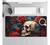 Large Mouse Pad, Skull Image Poster Desk Pad Protector Waterproof Desk Mat for Keyboard and Mouse, Non-Slip Rubber Base, Desktop Mat, Gaming Mousepad, for Office Home 11.8" X 23.6"