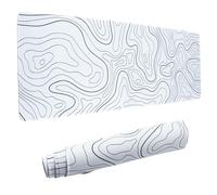 Large Mouse Pad,Topographic Contour Gaming Mouse Mat, Extended XL Mousepad with Non-Slip Rubber Base,Office Full Desk Mat with Stitched Edges,Long Keyboard Mouse Pad,31.5×11.8×0.12 inch(White)