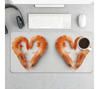 Large Mouse Pad, Two Red Shrimps Desk Pad Protector Waterproof Desk Mat for Keyboard and Mouse, Non-Slip Rubber Base, Desktop Mat, Gaming Mousepad, for Office Home 11.8" X 23.6"
