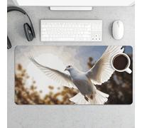 Large Mouse Pad, White Dove Flying in The Sun Desk Pad Protector Waterproof Desk Mat for Keyboard and Mouse, Non-Slip Rubber Base, Desktop Mat, Gaming Mousepad, for Office Home 11.8" X 23.6"