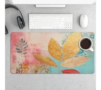 Large Mouse Pad, with Peach Leaves Desk Pad Protector Waterproof Desk Mat for Keyboard and Mouse, Non-Slip Rubber Base, Desktop Mat, Gaming Mousepad, for Office Home 11.8" X 23.6"