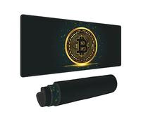Large Mouse Pad XXL, Bitcoin Golden BTC Cryptocurrency Gaming Mouse Pad, Big Desk Mat with Stitched Edges Mousepad for Gaming Keyboard Computer Laptop Office, 31.5'' X 12''