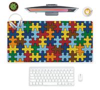 Large Mousemat Colorful Puzzle Large Long Desk Pads Non-Slip for Office and Home Desk Cover Protector Decor Extra Mat Keyboard Computer Gaming Accessories (80 X 30 Cm)