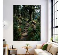 Large Movie Landscape Painting Art Green Forest Trail Poster Canvas Painting For Living Room Wall Art Pictures Home Decorative Aesthetics 20x28in Unframed