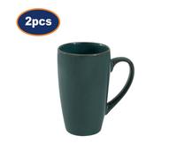 Large Mug Green 600Ml Reactive Glaze Stoneware Round Latte Coffee Tea Cup 2Pcs