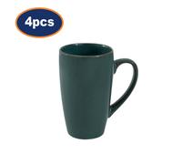 Large Mug Green 600Ml Reactive Glaze Stoneware Round Latte Coffee Tea Cup 4Pcs