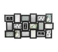 Large Multi Aperture Collage Picture Frame Holds 9/11/18 Photos 6x4 Wood Look (18 Piece Phot Frame, Black)