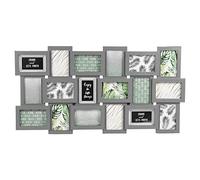 Large Multi Aperture Collage Picture Frame Holds 9/11/18 Photos 6x4 Wood Look (18 Piece Phot Frame, Grey)