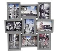 Large Multi Aperture Collage Picture Frame Holds 9/11/18 Photos 6x4 Wood Look (9 Piece Photo Frame, Grey)