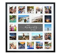 Large Multi Aperture Picture Photo Collage Frame, Colours and Designs (Moments, Black)