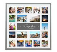 Large Multi Aperture Picture Photo Collage Frame, Colours and Designs (Moments, Pale Grey)