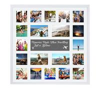 Large Multi Aperture Picture Photo Collage Frame, Colours and Designs (Travelling, White)