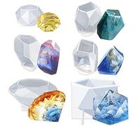 Large Multi-Faceted Gem Stone Resin Epoxy Mould for Jewelry Soap, Ice Making, Gemstone Isomalt Baking, Cabochon Candle Craft Projects 6-Pack