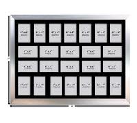 Large Multi Photo Frame: 24-Opening Collage, 6X4, Uk Made - Silver Frame