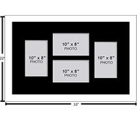 Large Multi Picture Photo Aperture Frame, 10” x 8” size with 4 openings, in Black Mount, Choices of frames