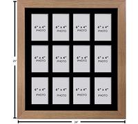Large Multi Picture Photo Aperture Frame 6” x 4” size with 12 openings in Black Mount, Choices of frames