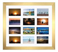 Large Multi Picture Photo Aperture Frame 6” x 4” size with 12 openings in White Mount, Choices of frames