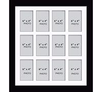 Large Multi Picture Photo Aperture Frame 6” x 4” size with 12 openings in White Mount, Choices of frames