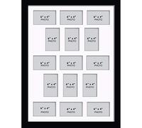 Large Multi Picture Photo Aperture Frame 6” x 4” size with 15 openings in White Mount, Choices of frames