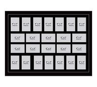 Large Multi Picture Photo Aperture Frame 6” x 4” size with 24 openings in Black Mount, Choices of frames