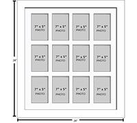 Large Multi Picture Photo Aperture Frame 7” x 5” size with 12 openings in White Mount and Choices of frames