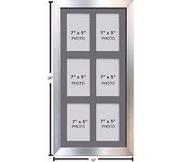 Large Multi Picture Photo Aperture Frame 7” x 5” size with 6 openings in Grey Mount, Choices of frames