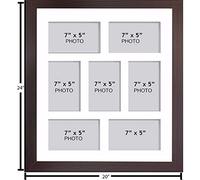 Large Multi Picture Photo Aperture Frame, 7” x 5” size with 7 openings in White Mount, Choices of frames