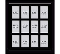 Large Multi Picture Photo Aperture Frame 8” x 6” size with 12 openings in Black Mount, Choices of frames
