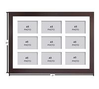Large Multi Picture Photo Aperture Frame A5 size with 9 openings in White Mount, Choices of frames