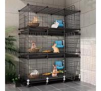 Large Multi-Storey Small Animal Cage on Wheels, Metal Frame with Tray for Indoor and Outdoor Use, 107 x 37 x 130cm, Perfect for Rabbits and Other Small Animals