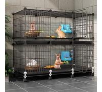 Large Multi-Storey Small Animal Cage on Wheels, Metal Frame with Tray for Indoor and Outdoor Use, 107 x 37 x 130cm, Perfect for Rabbits and Other Small Animals