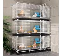 Large Multi-Storey Small Animal Cage on Wheels, Metal Frame with Tray for Indoor and Outdoor Use, 107 x 37 x 130cm, Perfect for Rabbits and Other Small Animals