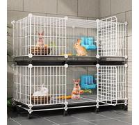 Large Multi-Storey Small Animal Cage on Wheels, Metal Frame with Tray for Indoor and Outdoor Use, 107 x 37 x 130cm, Perfect for Rabbits and Other Small Animals