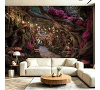 Large Multicoloured Wall Mural 350 x 256 cm, Dreamy Forest Path Plant Mushroom Not Peel and Stick Wall Covering Wallpapers for Bedroom Living Room Hallway Sofa Backdrop, Fairytale Forest Wall Decor