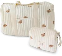 Large Mum Hospital Childbirth Bag, Stroller Bag, Set of 2, Newborn Change, Mommy Bag, Cotton Shoulder with Embroidery, Cute Print Portable Universal, a, 1 US