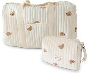 Large Mum Hospital Childbirth Bag, Stroller Bag, Set of 2, Newborn Change, Mommy Bag, Cotton Shoulder with Embroidery, Cute Print Portable Universal, a, 1 US