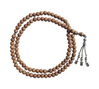 LARGE MUSLIM WOODEN TASBIH with Tulip Charms Chain Tassels - 10mm Pine Wood Beads 99ct Sibha Misbaha Dhikr Necklace - Handcrafted Islamic Prayer Beads