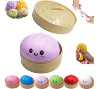 Large Mystery Dumpling Squishy Stress Ball, 4 Inch Jumbo Glitter Squishy Dumpling Toys, Rainbow Mystery Squishies Bun, Anxiety Relief Fidget, Soft Squeeze Decompression Dough for Adults (Purple)