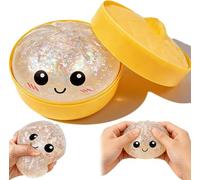 Large Mystery Dumpling Squishy Stress Ball, 4 Inch Jumbo Glitter Squishy Dumpling Toys, Rainbow Mystery Squishies Bun, Anxiety Relief Fidget, Soft Squeeze Decompression Dough for Adults (Glitter)