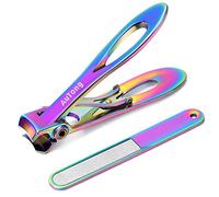 Large Nail Clippers Set for Thick Nails - 16.5mm Wide Jaw Opening Toenail Cutter with Nail File - Heavy Duty Stainless Steel Fingernail Clipper for Men | Women | Elderly, Rainbow Set