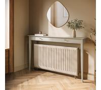 Large & Narrow Taupe Radiator Cover with Brass Handles - 150cm - Noa