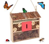 Large Natural Brown Hanging Wooden Insect Bee Bug Friendly Hotel Shelter Nest