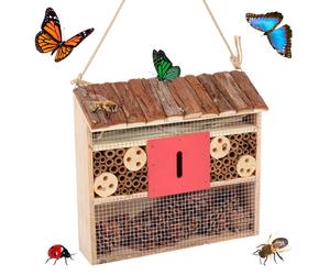 Large Natural Brown Hanging Wooden Insect Bee Bug Friendly Hotel Shelter Nest