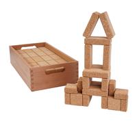 Large Natural Cork Block Set 76 Building Blocks Play Set In Wooden Box