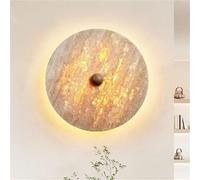 Large Natural Stone Wall Light Fixture, Round LED Wall Sconce, Mid Century Modern Farmhouse Wall Mounted Lamp for Bedroom Living Room Hallway