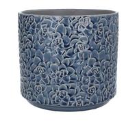Large Navy Plant Pot, Navy Succulent Pattern Planter, Indoor Plant Pot, Blue Plant Pot, Glazed Blue Pot, Navy Blue Succulent Flower Pattern Plant Pot Cover, Succulent Pot, Houseplant Pot Cover