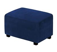 Large Navy Soft Stretch Velvet Ottoman Cover - Removable & Washable Rectangle Slipcover for Living Room Footstool - Stylish Furniture Protector for Home Decor