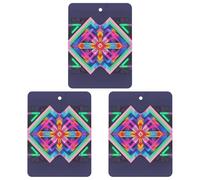 Large Neon Color Pattern Car Air Freshener, 3 Pcs Square Hanging Air Freshener Cards, Long Lasting Fragrance Scented Cards for Car, Home, Office Gray-style