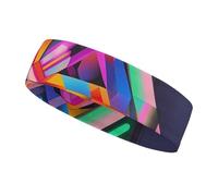 Large Neon Color Pattern Headbands for Women & Men Sports Headband, Fits All Head Sizes, Ultra Absorbent & Non-Slip Sweatband for Running, Yoga, Gym
