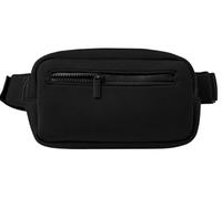 Large Neoprene Fanny Pack With Front Zipper Pocket - Crossbody Waist Bag w/3 Zippers | Fits Phones & Wallets | Sport & Travel Belt Pack for Festivals & Daily Use | Water-Resistant, Black, One Size,